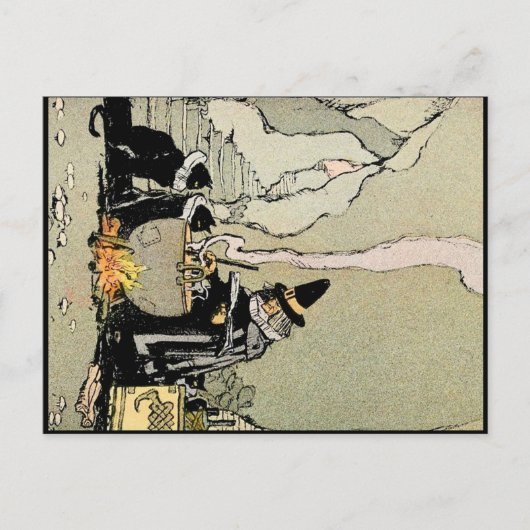 Vintage Halloween Art Briefkaart | Witch (Voorkant)