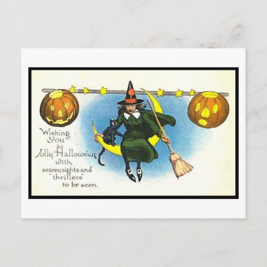 Vintage Halloween Art Briefkaart | Witte pompoen (Voorkant)