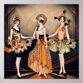 Vintage Halloween Art Deco Flapper Poster | 1920s  (Voorkant)