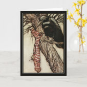Vintage Halloween Arthur Rackham de Kraai Kaart (Gele Bloem)