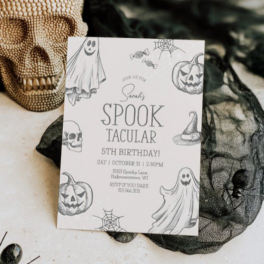 Vintage Halloween Birthday Invitation Any Age Kaart