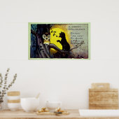 Vintage Halloween Black cat poster (Keuken)