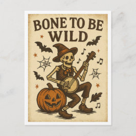 Vintage Halloween Bone to be Wild Briefkaart