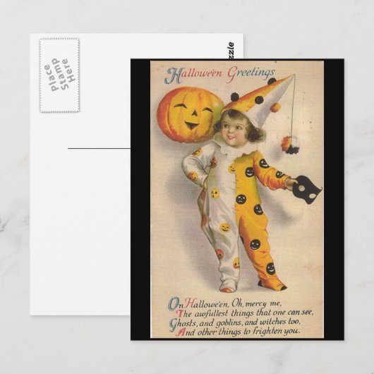 vintage Halloween Briefkaart (Voorkant / Achterkant)