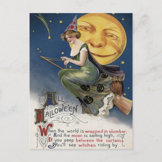 Vintage Halloween Briefkaart (Voorkant)