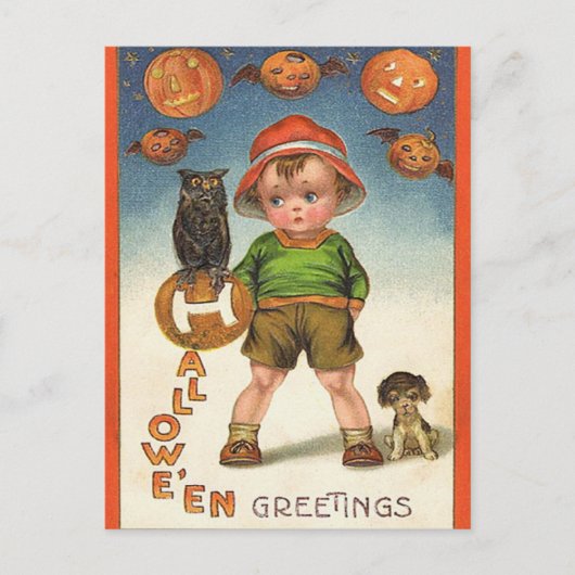 Vintage Halloween Briefkaart (Voorkant)
