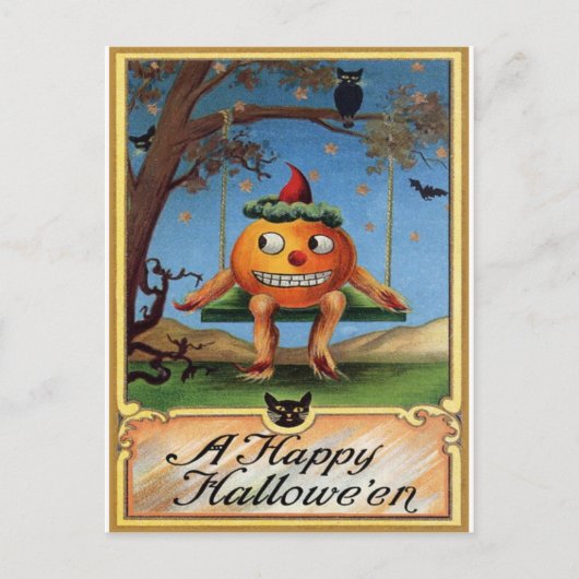 Vintage Halloween Briefkaart (Voorkant)