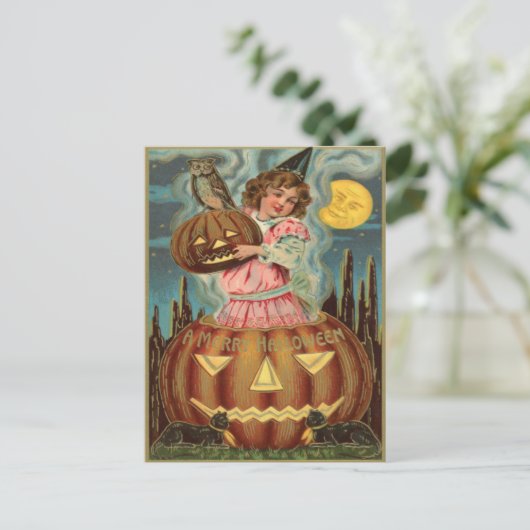 Vintage Halloween Briefkaart (Staand voorkant)