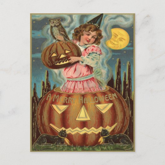 Vintage Halloween Briefkaart (Voorkant)