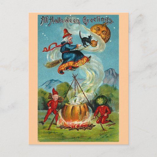 Vintage Halloween Briefkaart (Voorkant)