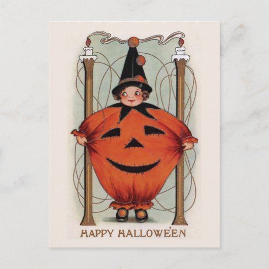 Vintage Halloween Briefkaart (Voorkant)