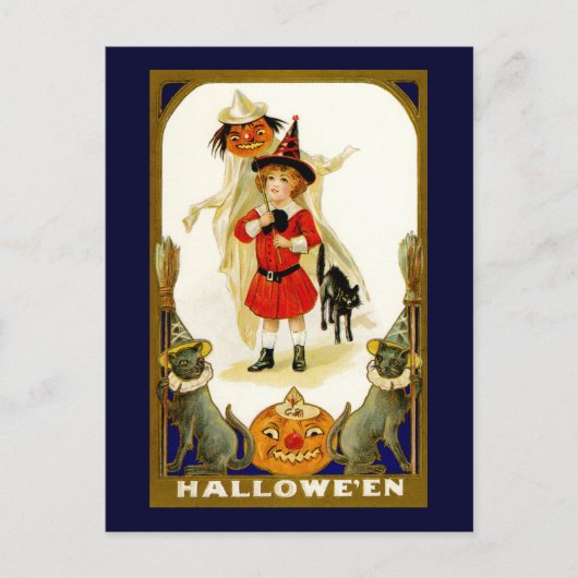 Vintage Halloween Briefkaart (Voorkant)
