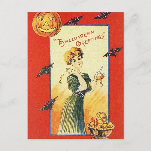 Vintage Halloween Briefkaart (Voorkant)
