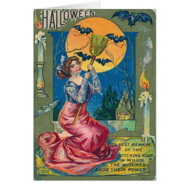Vintage Halloween Briefkaart (Voorkant)