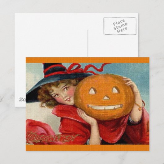 Vintage Halloween Briefkaart (Voorkant / Achterkant)