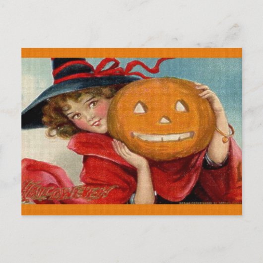 Vintage Halloween Briefkaart (Voorkant)