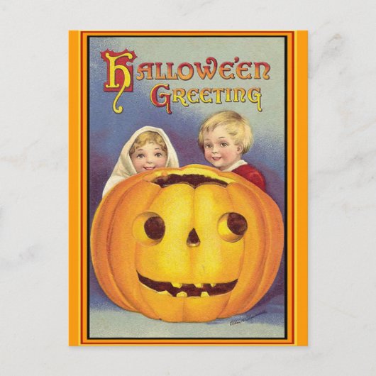 Vintage Halloween Briefkaart (Voorkant)