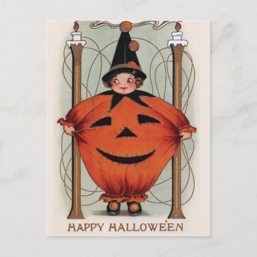 Vintage Halloween Briefkaart (Voorkant)