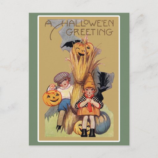 Vintage Halloween Briefkaart (Voorkant)
