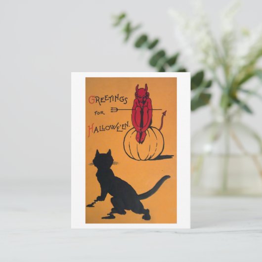 Vintage Halloween Briefkaart (Staand voorkant)