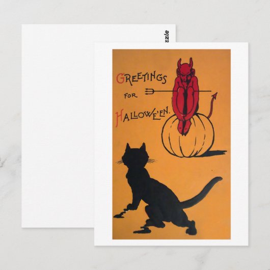 Vintage Halloween Briefkaart (Voorkant / Achterkant)