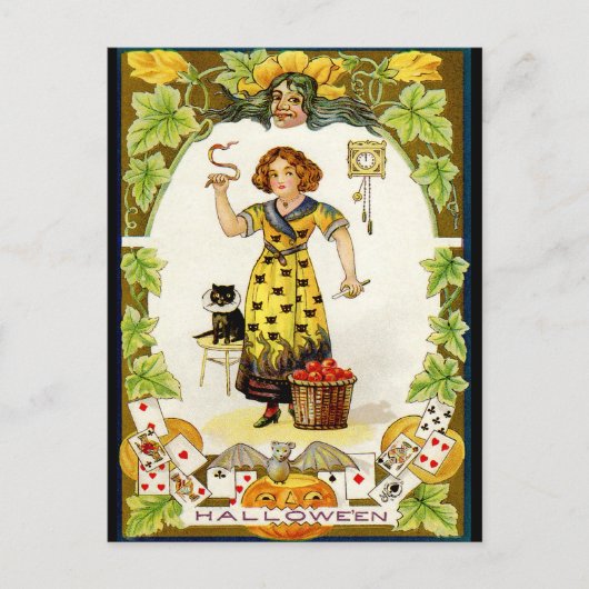 Vintage Halloween Briefkaart (Voorkant)