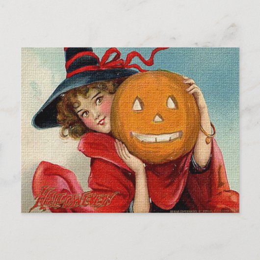 Vintage Halloween Briefkaart (Voorkant)