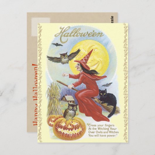 Vintage Halloween Briefkaart (Voorkant / Achterkant)
