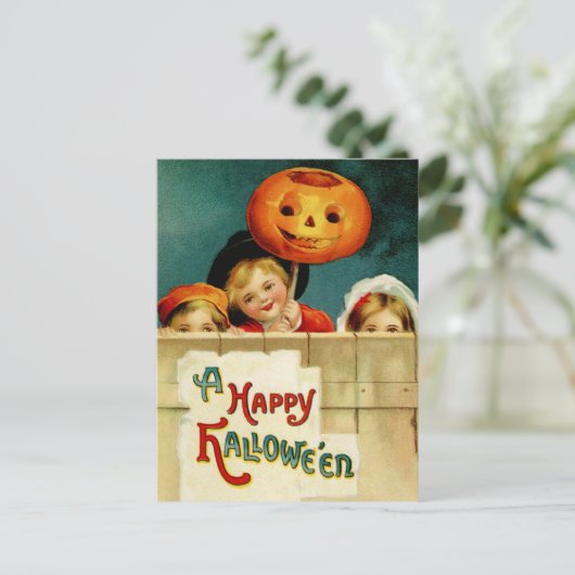 Vintage Halloween Briefkaart (Staand voorkant)