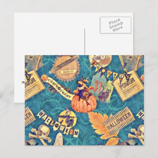 Vintage Halloween Briefkaart (Voorkant / Achterkant)
