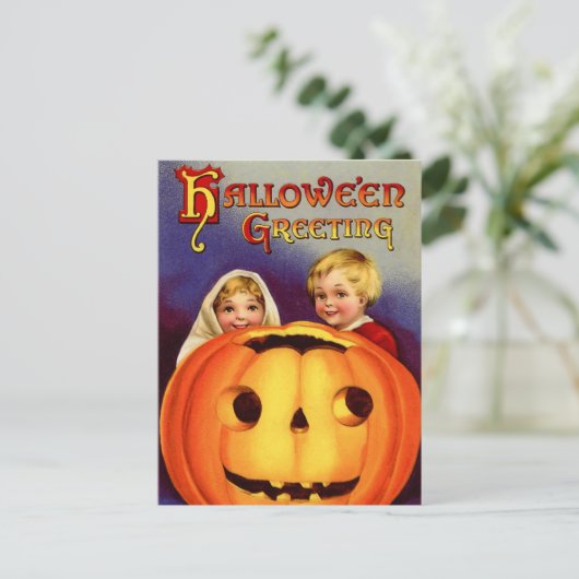 Vintage Halloween Briefkaart (Staand voorkant)