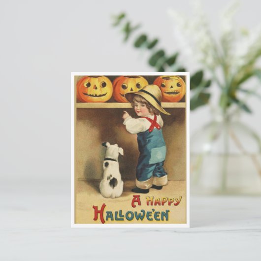 Vintage Halloween Briefkaart (Staand voorkant)