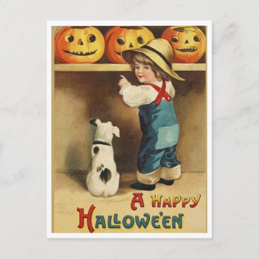 Vintage Halloween Briefkaart (Voorkant)