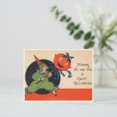 Vintage Halloween Briefkaart (Staand voorkant)