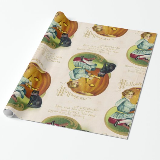 Vintage Halloween Briefkaart Cadeaupapier (Uitgerold)