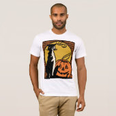 Vintage Halloween Cat en Jack O'Lantern Shirt (Voorkant volledig)