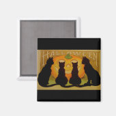 Vintage Halloween Cats en Jack O'Lantern Magneet (Voorkant / Achterkant)