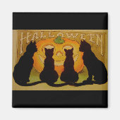 Vintage Halloween Cats en Jack O'Lantern Magneet (Voorkant)