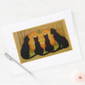 Vintage Halloween Cats en Jack O'Lantern Rechthoekige Sticker (Envelop)