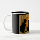Vintage Halloween Cats en Jack O'Lantern Tweekleurige Koffiemok (Links)