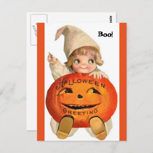 Vintage Halloween Child- en pompoenBriefkaart Briefkaart (Voorkant / Achterkant)