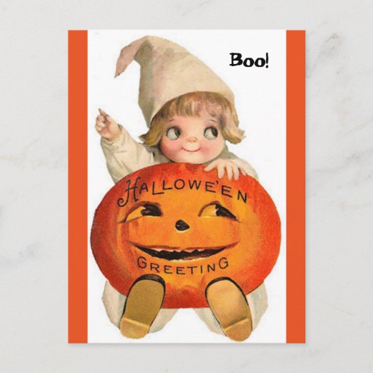 Vintage Halloween Child- en pompoenBriefkaart Briefkaart (Voorkant)