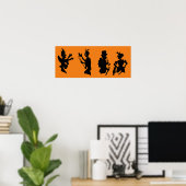 Vintage Halloween Demon Devil Silhouettes Poster (Thuiskantoor)