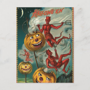 Vintage Halloween Devil Briefkaart