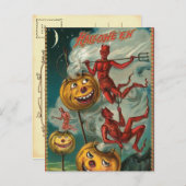 Vintage Halloween Devil Briefkaart (Voorkant / Achterkant)