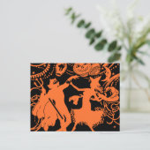 Vintage Halloween Devil Witch Dance Briefkaart (Staand voorkant)