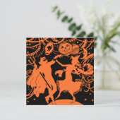 Vintage Halloween Devil Witch Dance Kaart (Staand voorkant)