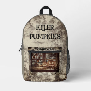 Vintage, Halloween. Dodelijke Pompoenen  Bedrukte Rugzak
