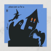 Vintage Halloween, eng gehakt huis en heks Kaart (Voorkant / Achterkant)