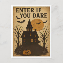 Vintage Halloween Enter if You Dare Briefkaart